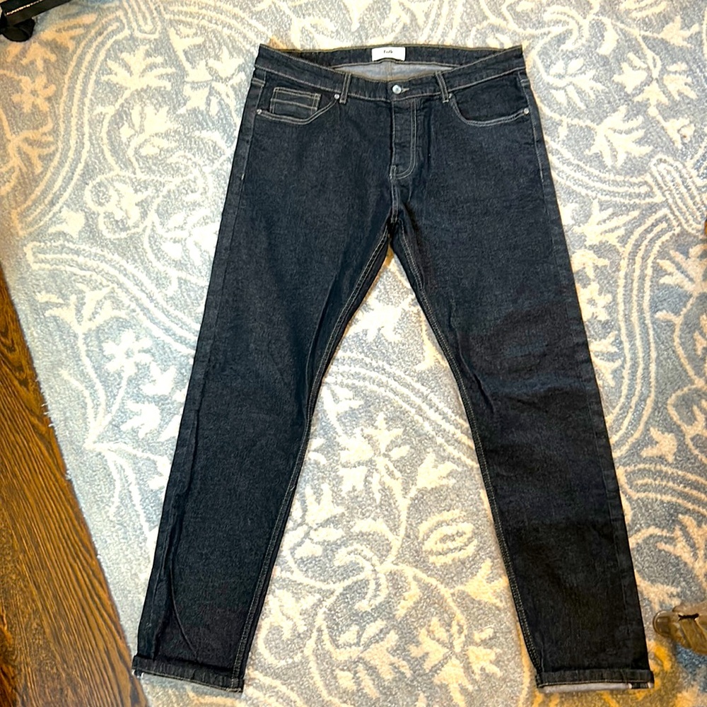 Men’s Folk dark denim Jean 36W 32L, retail $175
